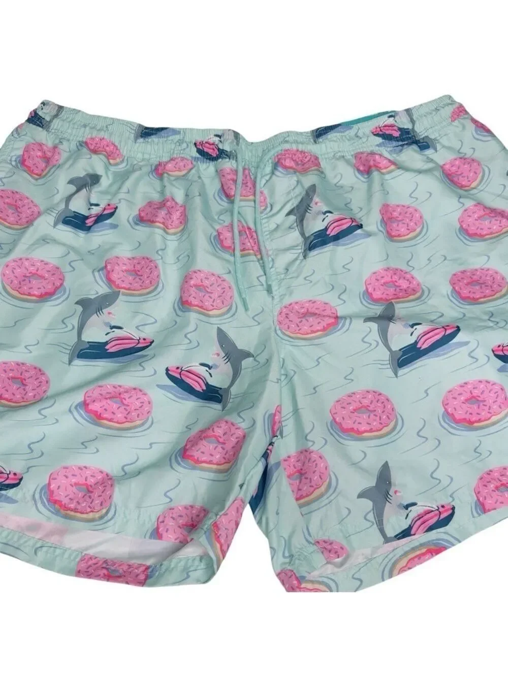 No Boundaries Men’s‎ Swim Trunks Shark & Donut Print Size 3XL